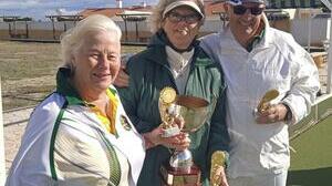 Winners of the Drawn Triples Jill Hargreaves, Teresa Pinder and Barry Pinder